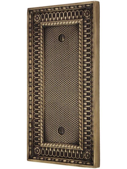 Pisano Blank Cover Plate in Antique Brass.